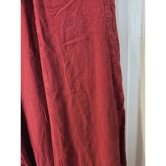 Boho 90s Brick Red Embroidered Button Front Grungy Festival Midi Dress, Medium - Picture 10 of 11
